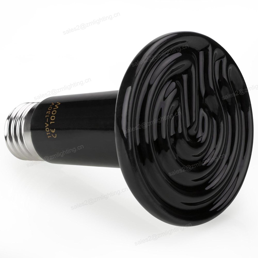 75mm 100W Infrared Ceramic Heat Lamp,Black Reptile Emitter Lamp Bulb for Pet Coop Heater Chicken Lizard Turtle Brooder Aquarium