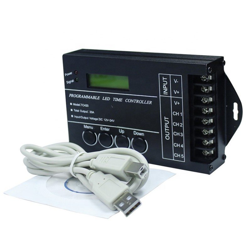 TC420 TC421 5 Channel Strip Light Aquariums Fish Tank Plant Grow Light Control WIFI Programmable Time RGB LED Controller
