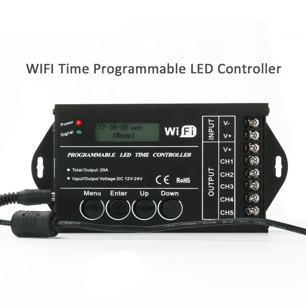 TC420 TC421 5 Channel Strip Light Aquariums Fish Tank Plant Grow Light Control WIFI Programmable Time RGB LED Controller