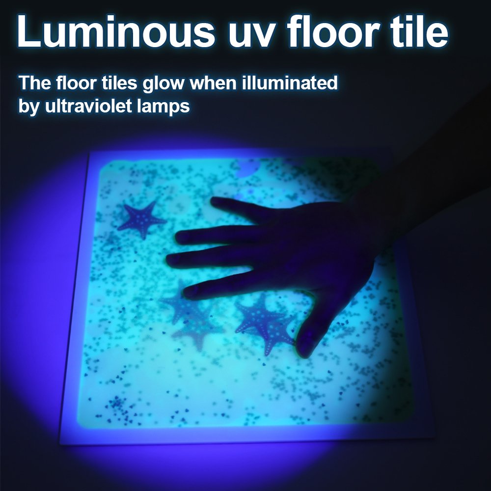 Montessori 3D PVC Aquarium Liquid Floor Tiles Sensory Mats for Autism UV Reflective Indoor Play for 5 to 7 Years Unisex Kids