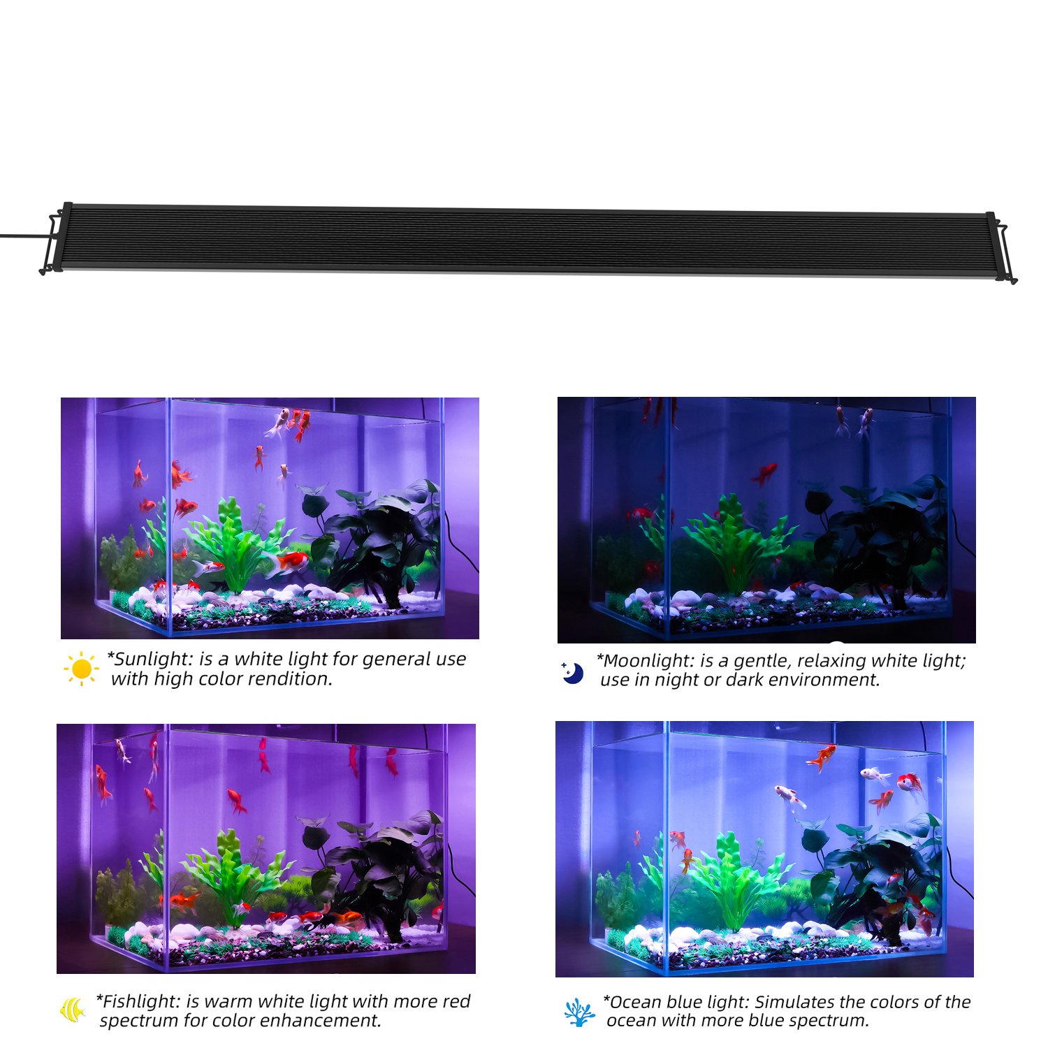 15W 30CM Bluetooth APP holder telescopic aquarium light Desktop aquarium full spectrum bracket light Aquarium fish tank light