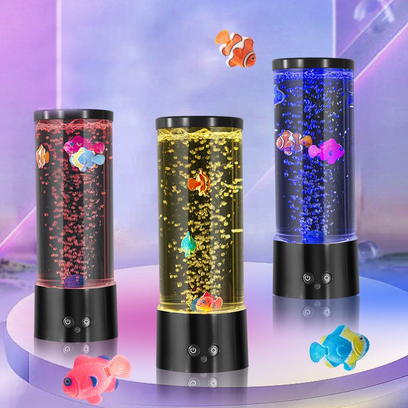 New Products Reasonable Price Night Light Moving Fish Aquarium lava Lamp Bubble Fish Lamp Night Light For Gift Room Decor