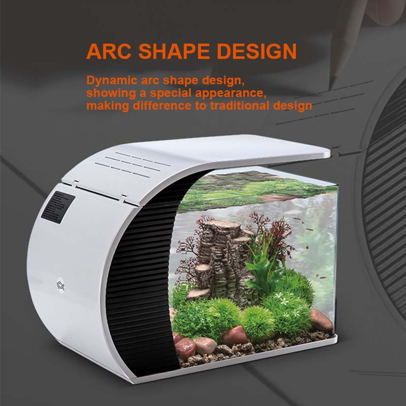 Manufacturer Top Market Small Aquarium Fish Tank Arc-Glass High Quality Mini Fishes Home All Accessories Water Usage Box