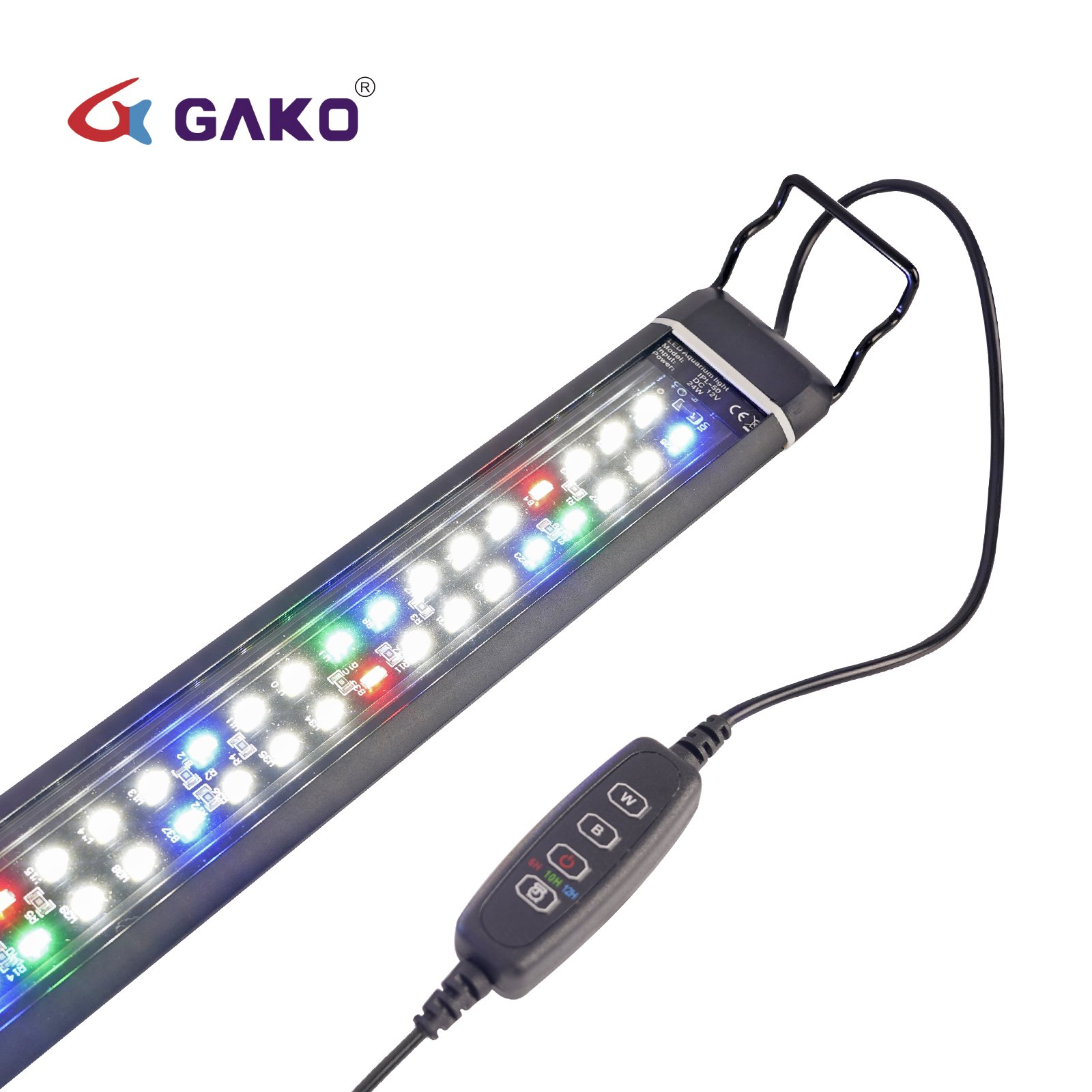 GAKO IPL-120 Dimmable LED Aquarium Lights with Timer Aluminum Alloy Housing Fish Tank Light with Adjustable Brackets