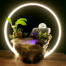 Hot Sale 12-Colorful LED Lights Ultrasonic Fog Maker Lar Volume Rockery Fish Tank Landscape Fountain Hotels Aromatherapy