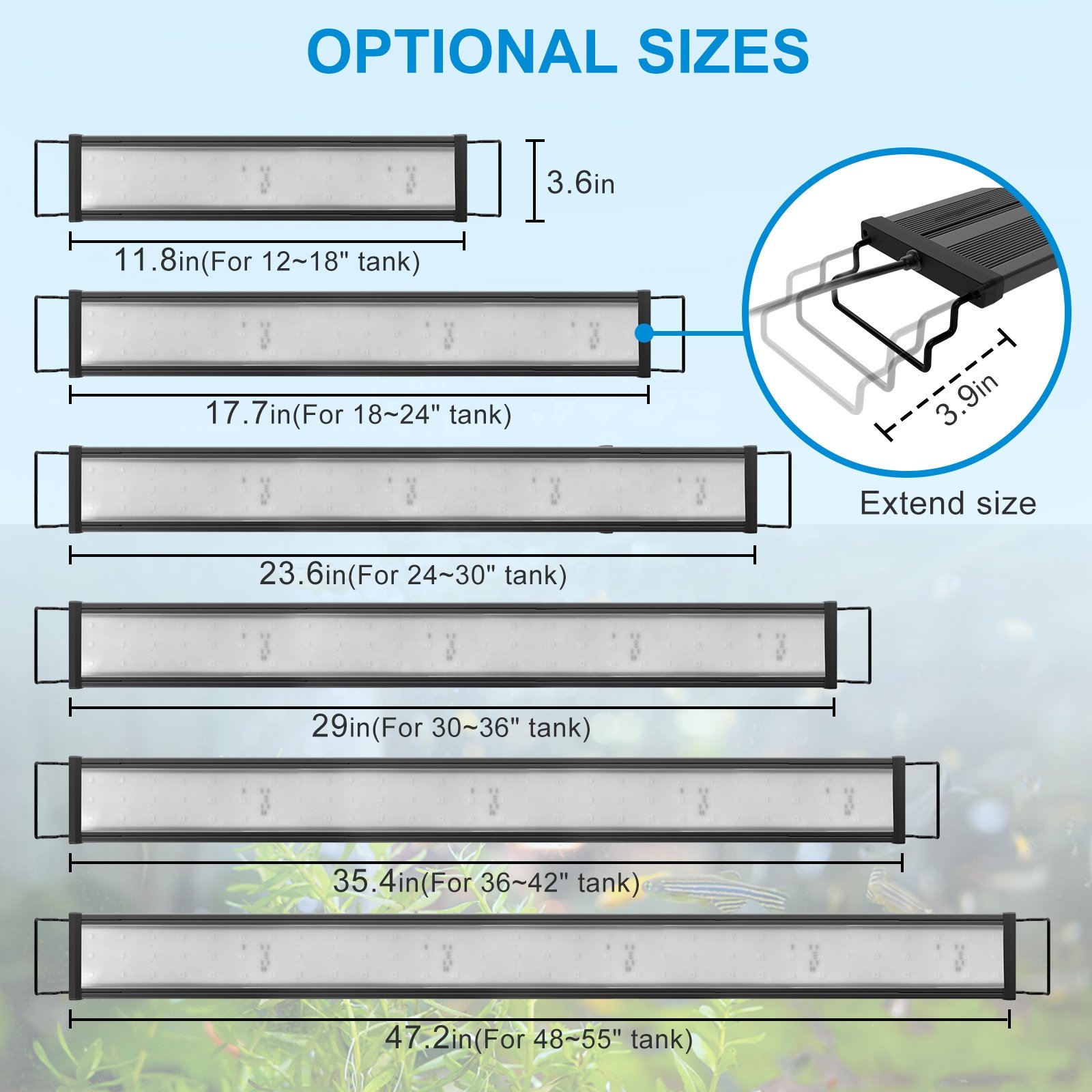 7 Colors Adjustable Brightness Waterproof 24/7 DIY Auto Full Spectrum On Off Aquarium Lights Multi-Function Fis