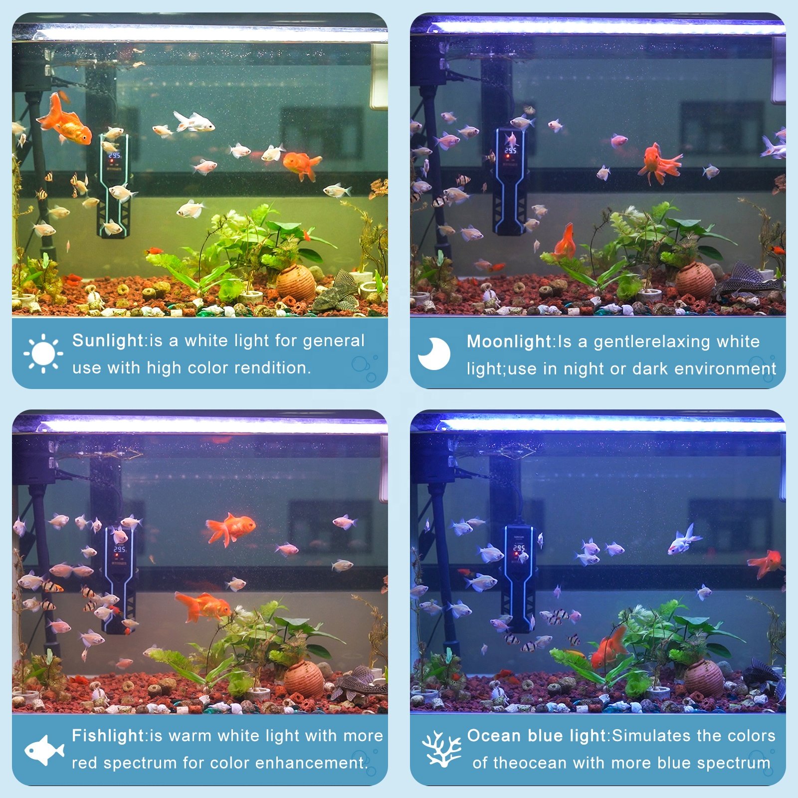 7 Colors Adjustable Brightness Waterproof 24/7 DIY Auto Full Spectrum On Off Aquarium Lights Multi-Function Fis