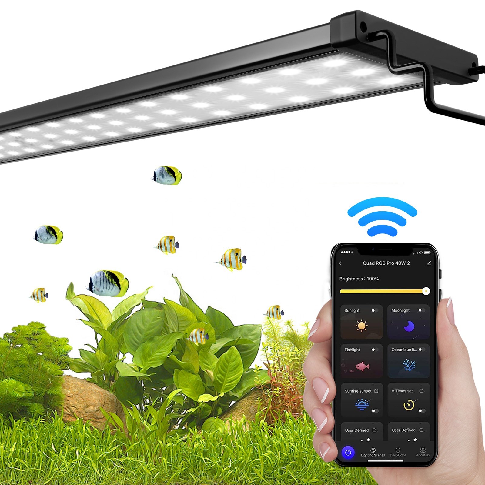 7 Colors Adjustable Brightness Waterproof 24/7 DIY Auto Full Spectrum On Off Aquarium Lights Multi-Function Fis