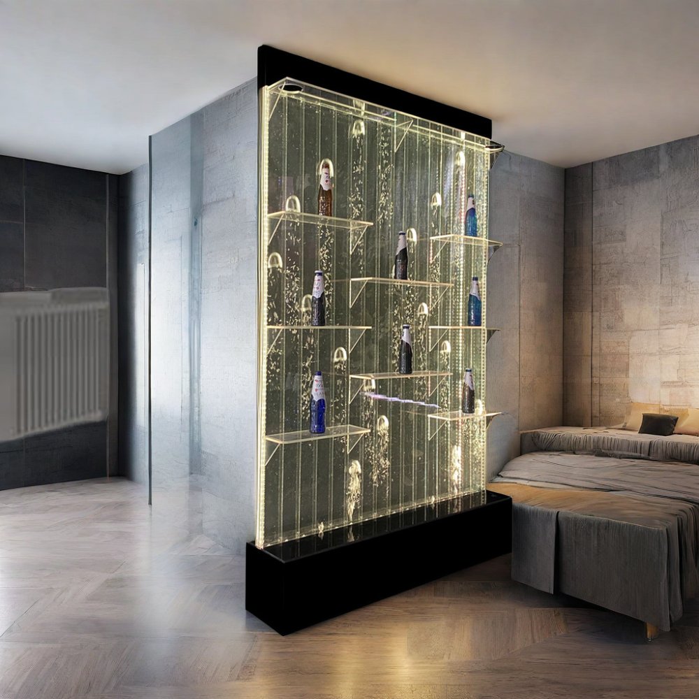 Customized Hot Sale Wall Mounted Led digital Bubble Water Wall Panels by shelves