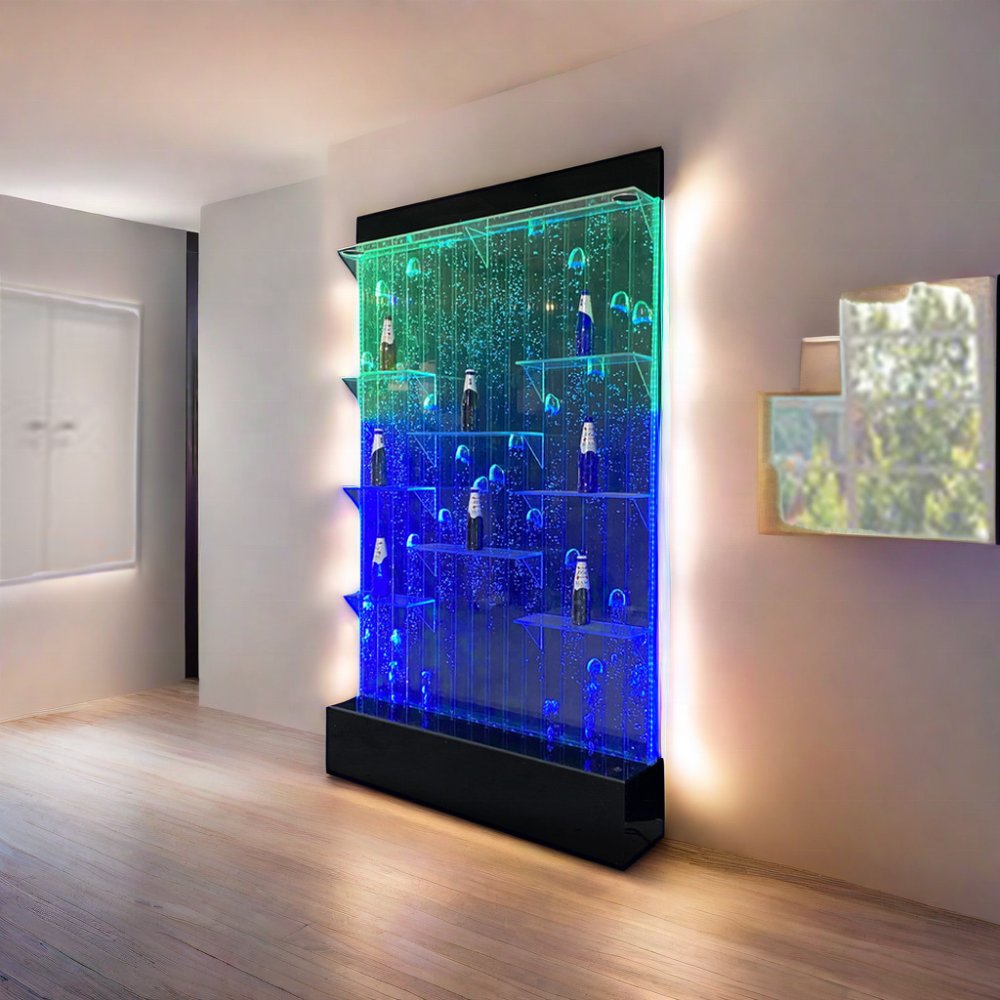 Customized Hot Sale Wall Mounted Led digital Bubble Water Wall Panels by shelves
