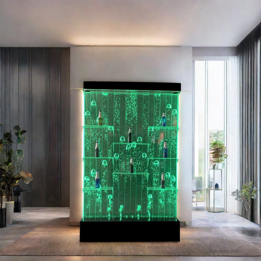 Customized Hot Sale Wall Mounted Led digital Bubble Water Wall Panels by shelves