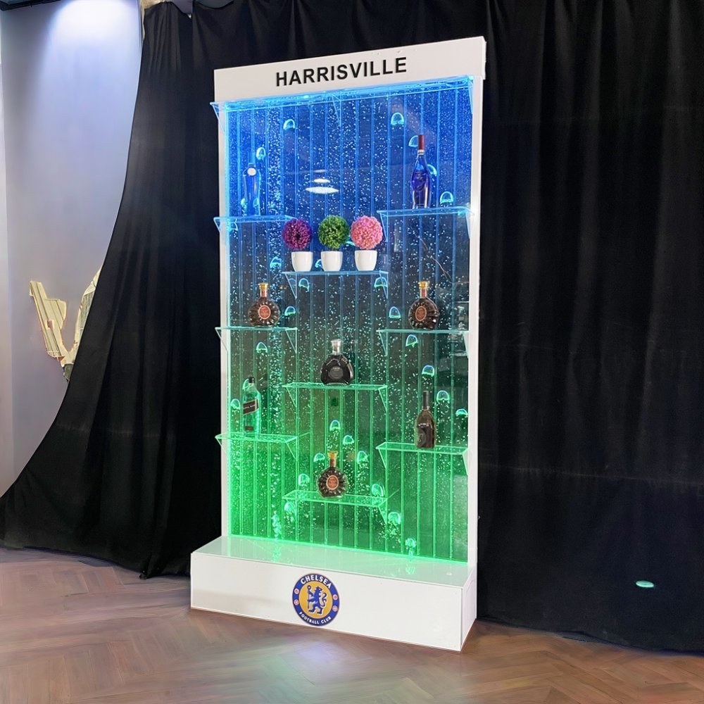 Customized Hot Sale Wall Mounted Led digital Bubble Water Wall Panels by shelves