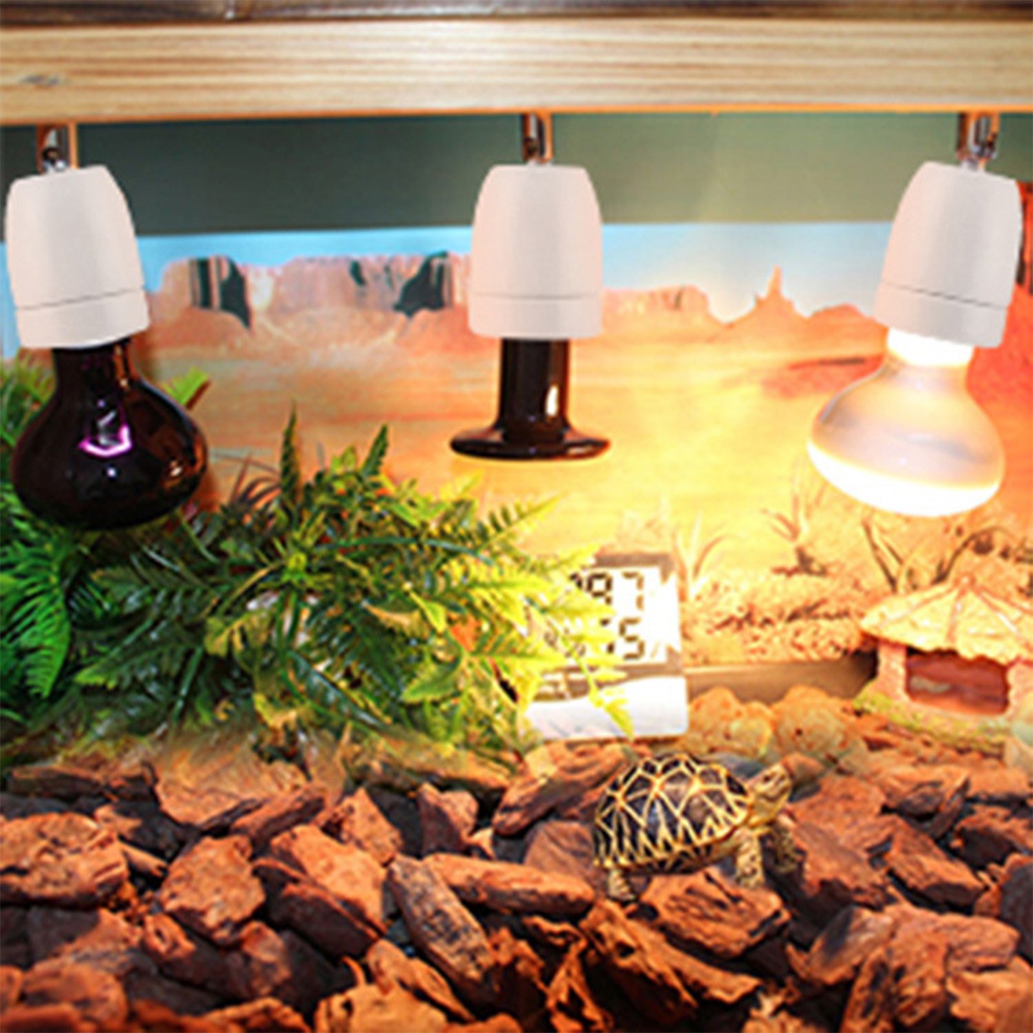 150W E27 Reptile Lamp Ceramic Socket 360° Rating Heat Lamp Light Holder for Lizard Turtle Snake Aquarium (no Bulb Included)