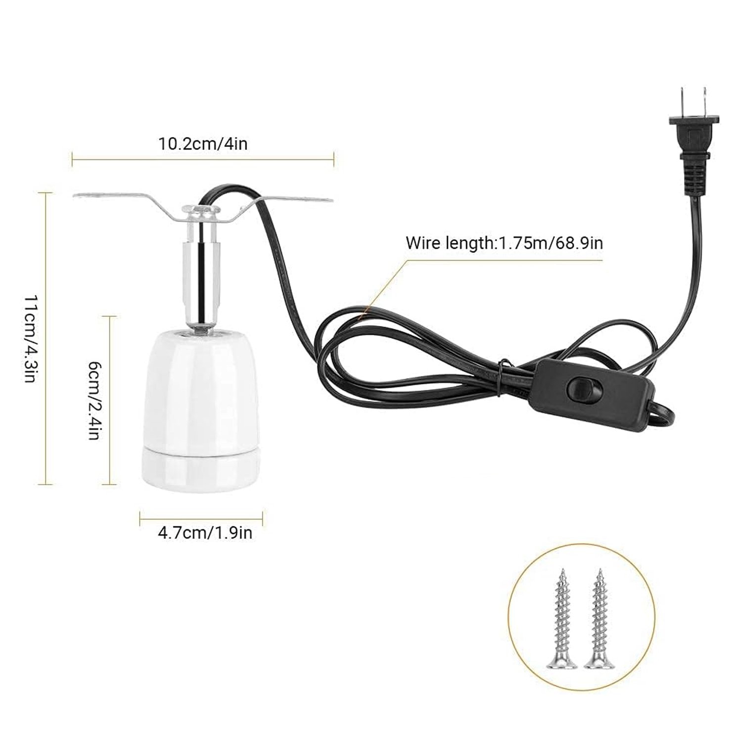 150W E27 Reptile Lamp Ceramic Socket 360° Rating Heat Lamp Light Holder for Lizard Turtle Snake Aquarium (no Bulb Included)