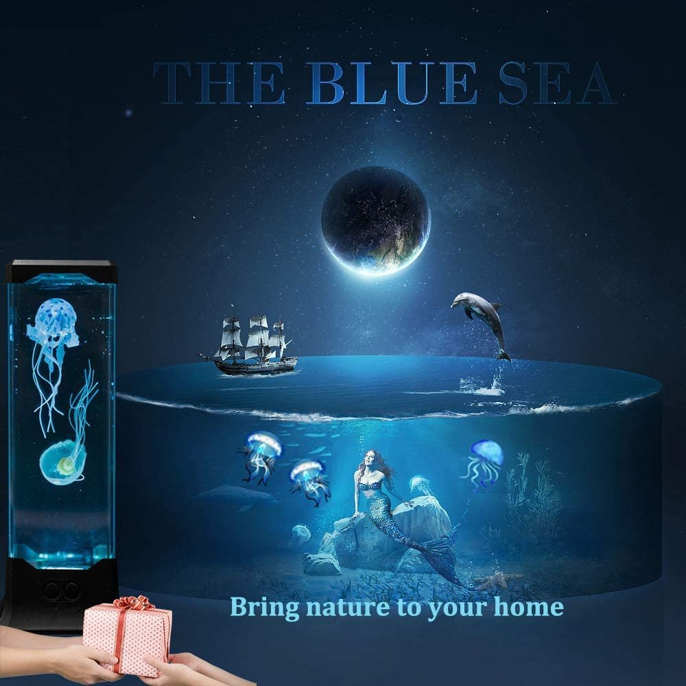 New Large LED Color Changing Decoration Bedside Table Night Light Novelty Aquarium Jellyfish Lamp for Kids