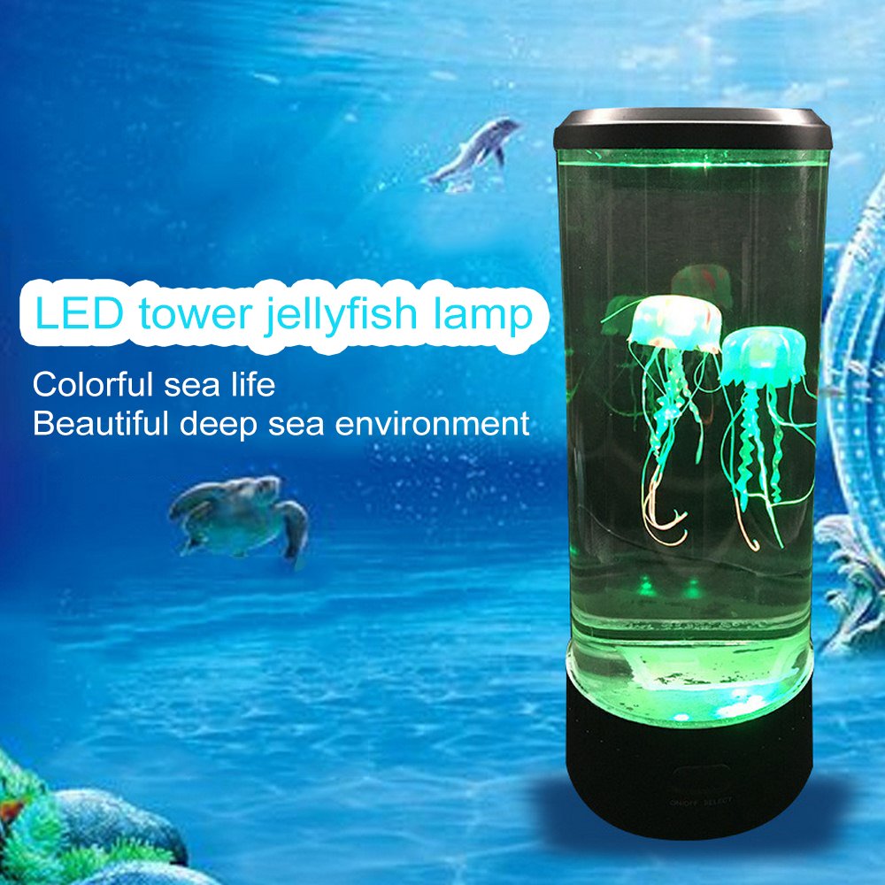 New Large LED Color Changing Decoration Bedside Table Night Light Novelty Aquarium Jellyfish Lamp for Kids