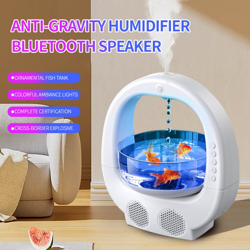 Aquarium Humidifiers With Bt Speaker 7-Color Night Light Ultrasonic Anti Gravity Humidifier