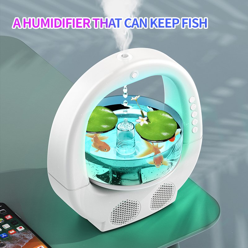 Aquarium Humidifiers With Bt Speaker 7-Color Night Light Ultrasonic Anti Gravity Humidifier