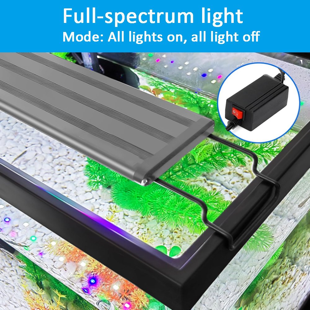 16-24 inch Fish Tank Light Aquarium Plant Light with Adjustable Extendable Brackets full spectrum aquarium light 6000K