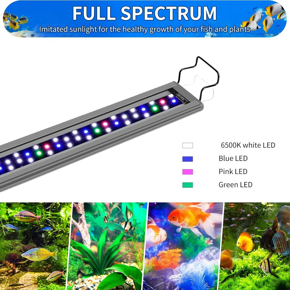 16-24 inch Fish Tank Light Aquarium Plant Light with Adjustable Extendable Brackets full spectrum aquarium light 6000K