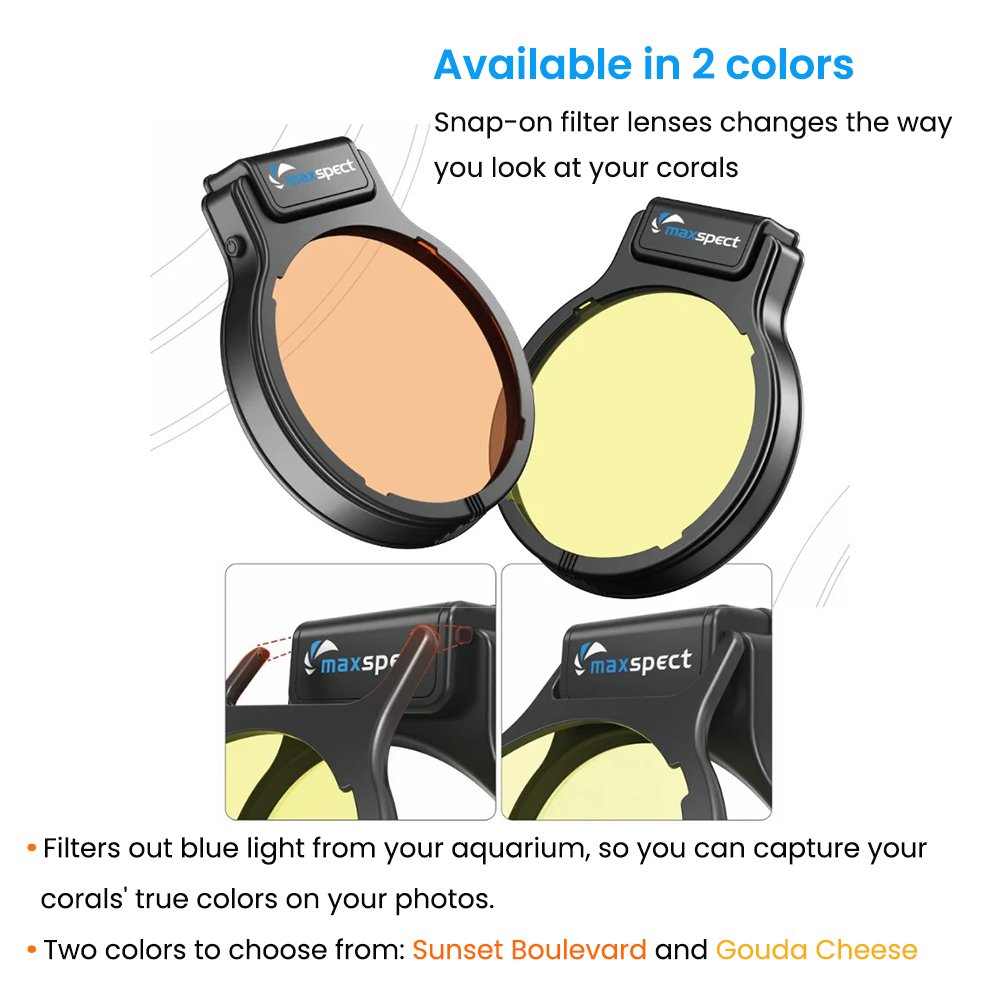 Aquarium Fish Tank Coral View 3x Magnification Magnetic Blue LED Softbox Light Pastel Reef Magnifier with Snap-on Filter Lenses