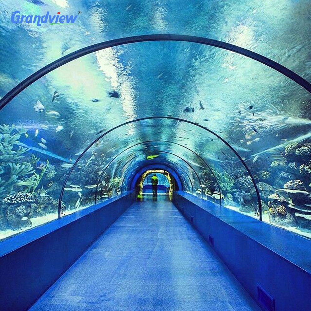 Wall-to-Wall transparent underwater acrylic glass tunnel aquarium
