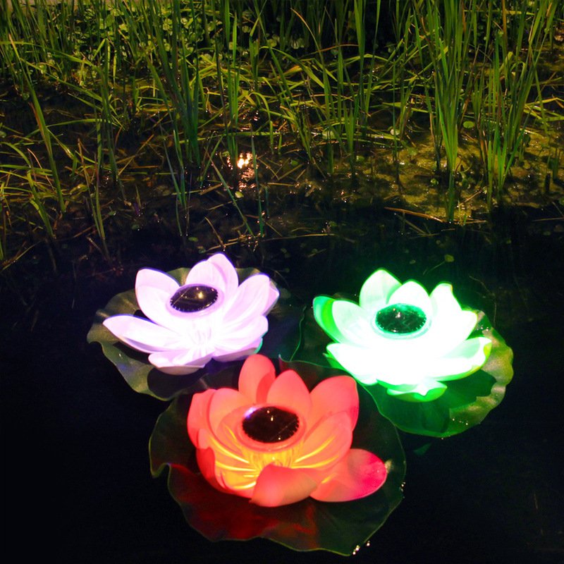 Outdoor fish pond landscape viewing fish pond Lotus decorative lights solar energy lotus lamp wishing lamp