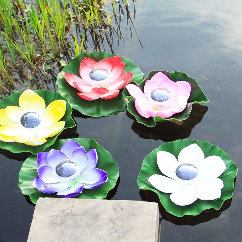 Outdoor fish pond landscape viewing fish pond Lotus decorative lights solar energy lotus lamp wishing lamp