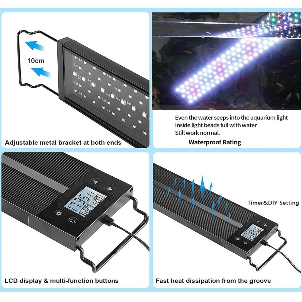 LED Aquarium Light Multi-Color Full Spectrum 30-110cm Super Slim Fish Tanks Accessories Aquatic Plant Marine Grow Lighting Lamp