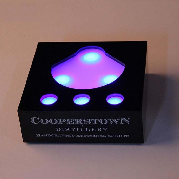Customized Unique Single Acrylic Glorifier Display Stand Base LED Light Wine Bottle Holder