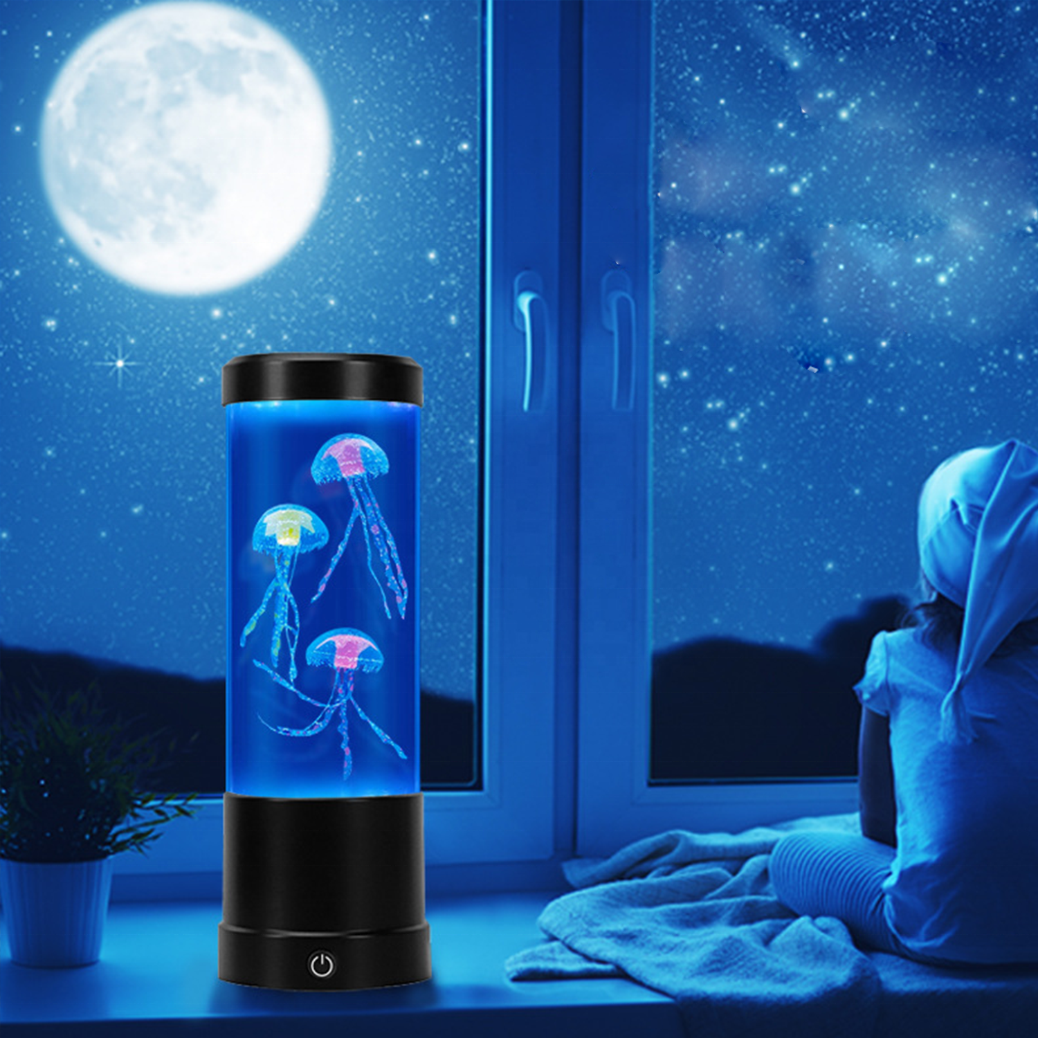 Factory wholesale home bedroom decoration straight shape 10'' jellyfish LAVA aquarium lamp