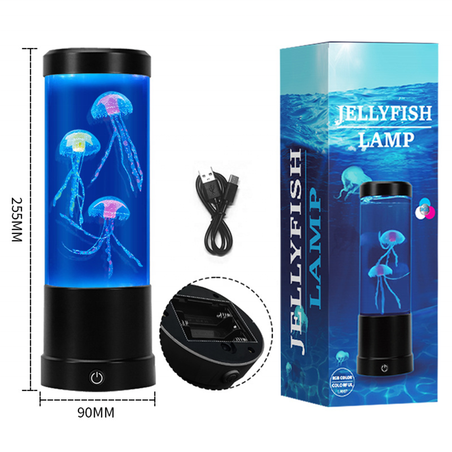 Factory wholesale home bedroom decoration straight shape 10'' jellyfish LAVA aquarium lamp