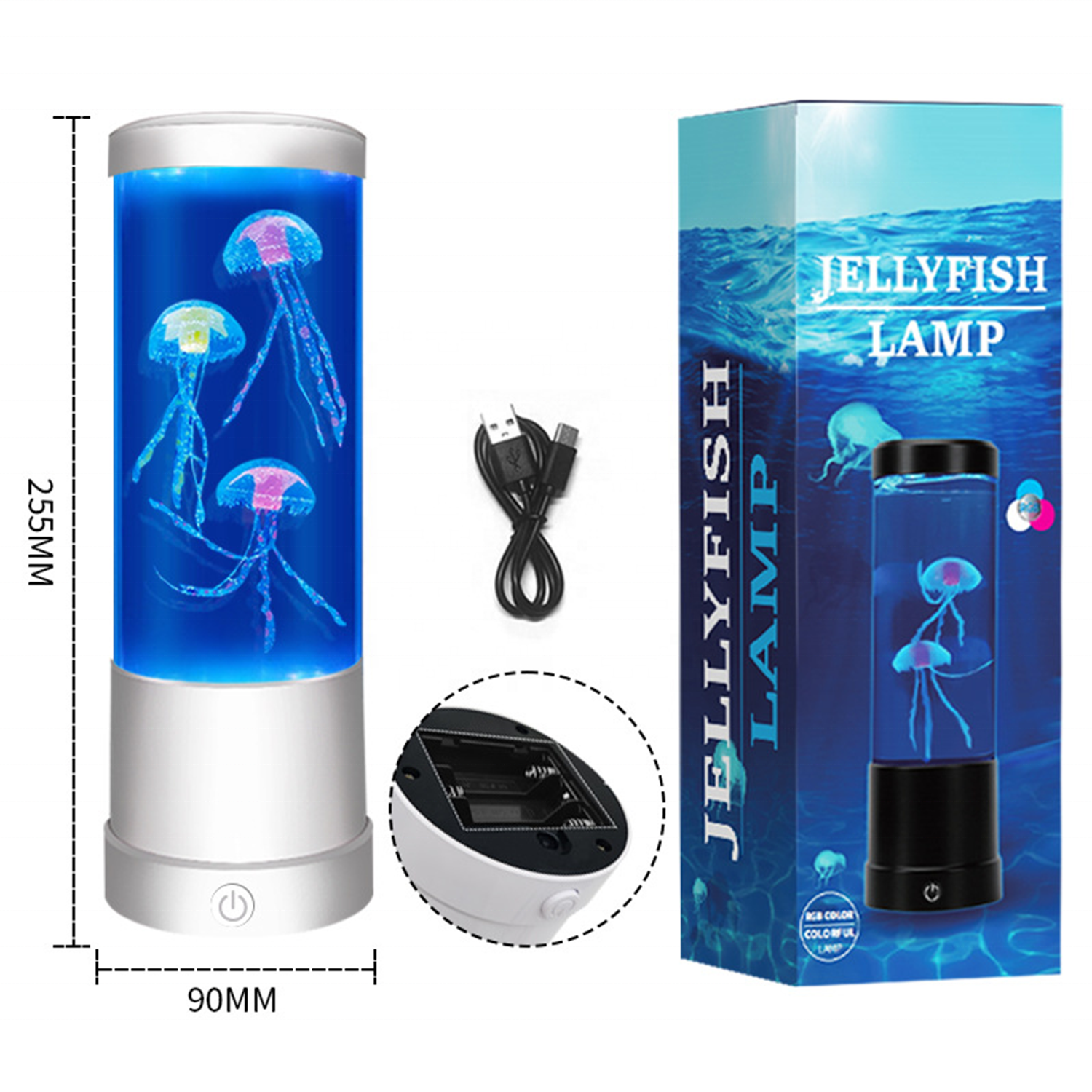 Factory wholesale home bedroom decoration straight shape 10'' jellyfish LAVA aquarium lamp