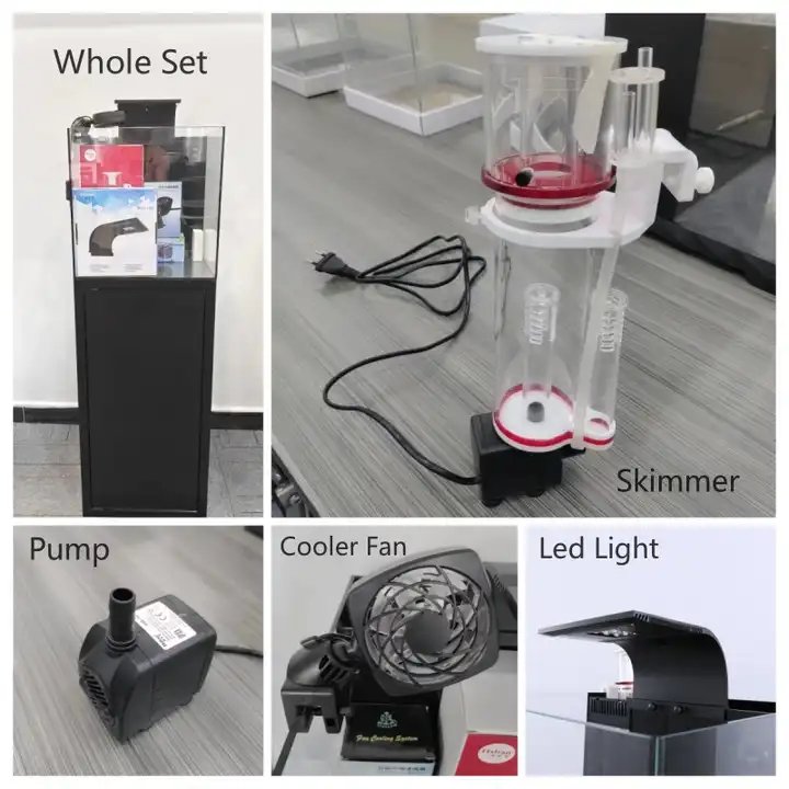 Super back filter system smart equipment transparent crystal glass cube with led lighting fish tank aquarium for entertainment
