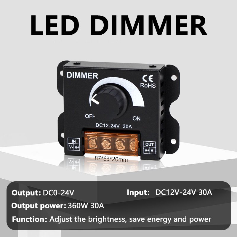 Black12v 24v 30a Dimmer Led dimmer Led aquarium controller dimmer switch for led lights