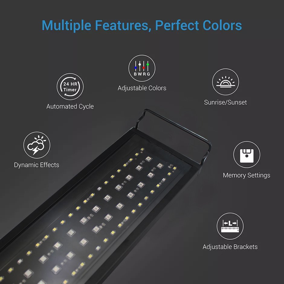 30 45 60 75 90 120 CM Full Spectrum Background Fish Tank Lamp Led Planted Aquarium Light Bracket Stand Light For Live Plant Tank
