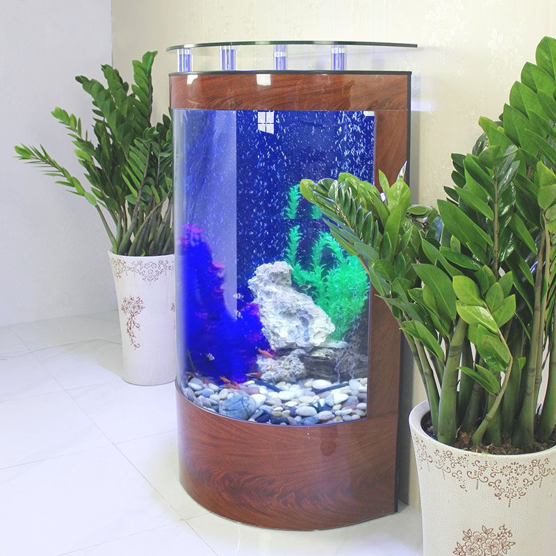 Household furniture half round high aquarium fish tank with led lights & water pump aquarium tank fish