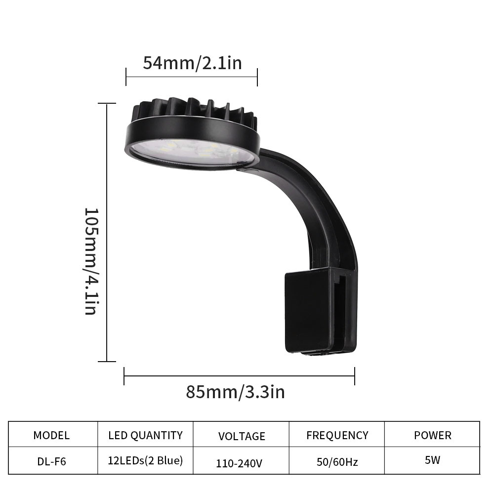 Mini Fish Tank Clip Light Grass Tank Landscaping LED Light 5W For Aquatic Plants Reef Coral Grow High Brightness Aquarium Light