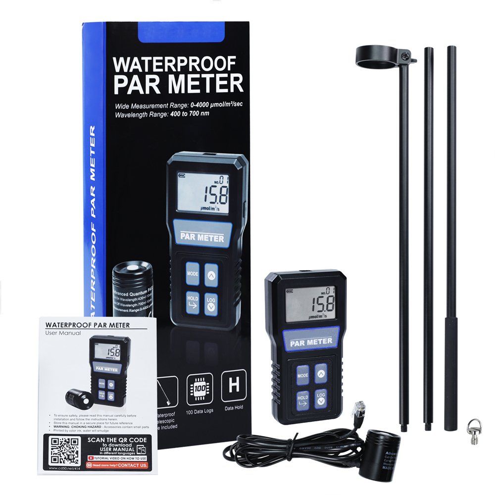 Digital PAR Meter Full Spectrum Quantum Sensor Photosynthetic Activity IP68 For Aquarium Reef Tank Plant PPFD Tester LCD Display