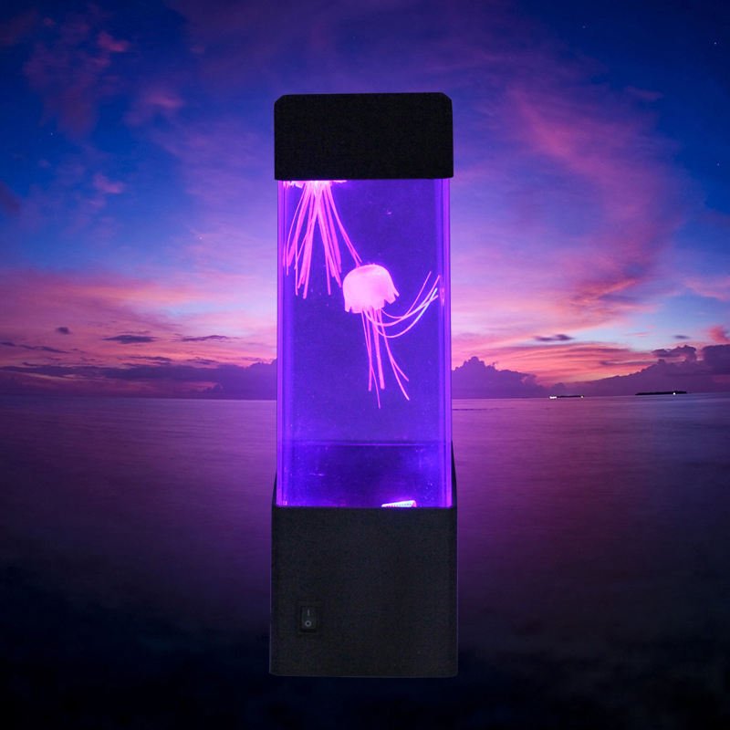 YIZHI Electric Jellyfish Tank Table Lamp with Color Changing Light Gift for Kids Men Women Home Deco for Room Mood Light