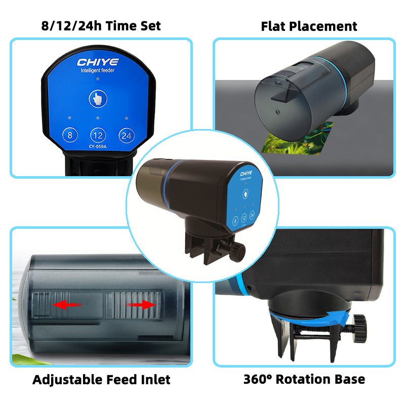 Blue Dry Battery Smart Timer Koi Carp Fish Feeder Automatic for Fish Tank Feeding