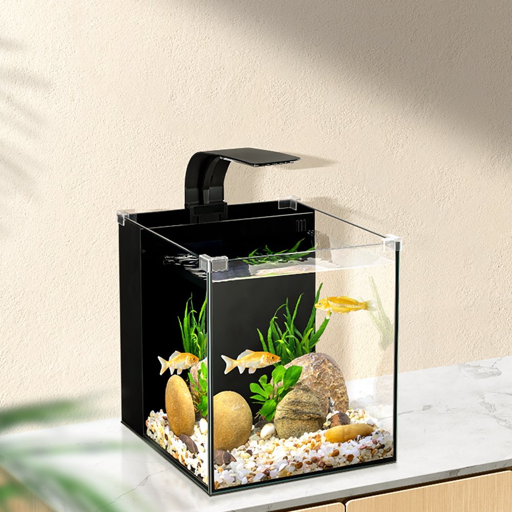 Yee Ultra White Clear Glass Small Fish Tank Desktop Aquatic Plant Tank Mini Betta Aquarium With Reef Led Aquarium Light