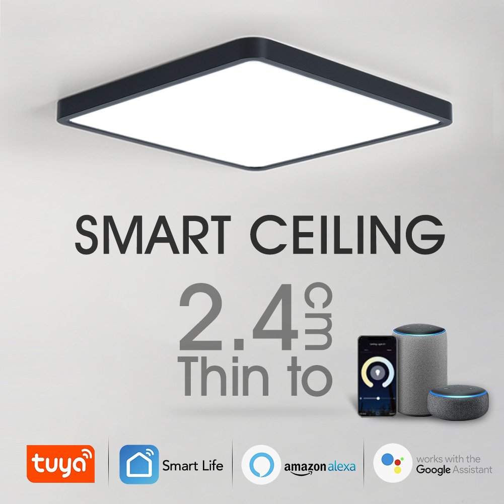 Modern Nordic Smart LED Ceiling Light with Wooden Bead Design White Shade PC Body Remote TUYA App Control for Residential Use