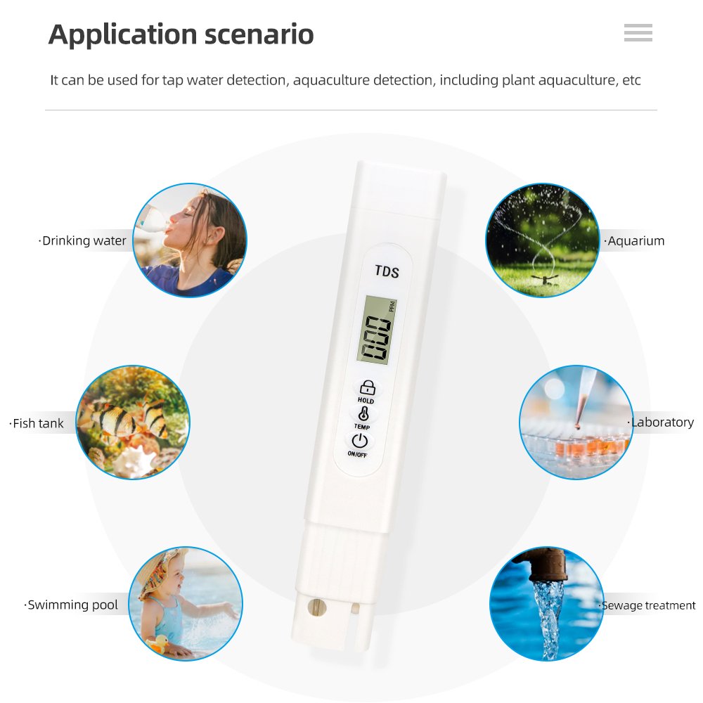 TDS Meter Digital Water Quality Tester Range 0-9990m Pocket Water Purity PPM Analysis tool Aquarium Pool Laboratory 43% off