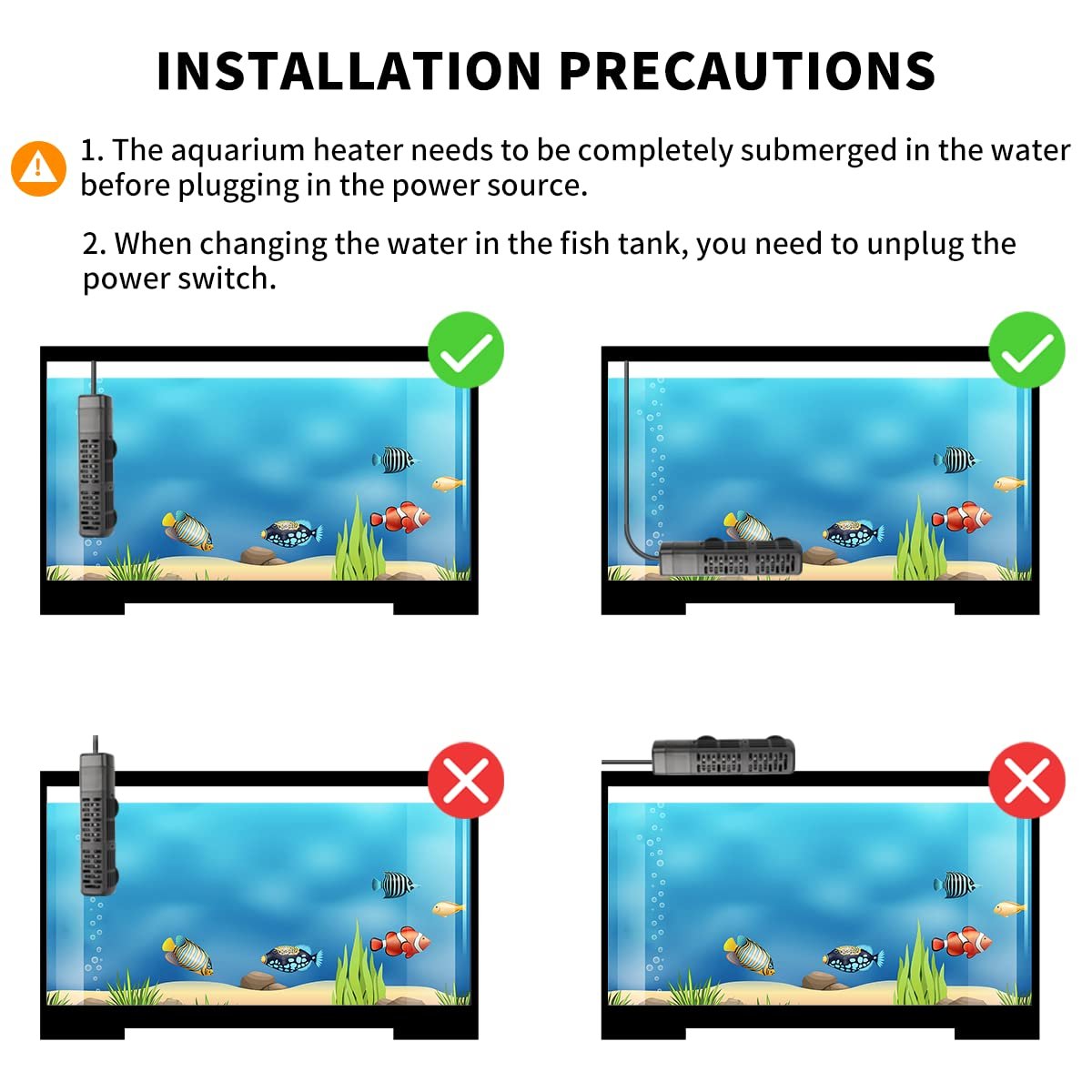 Aquarium Heater with LED Display Controller Quartz Submersible Heater for Aquarium Fish Tank