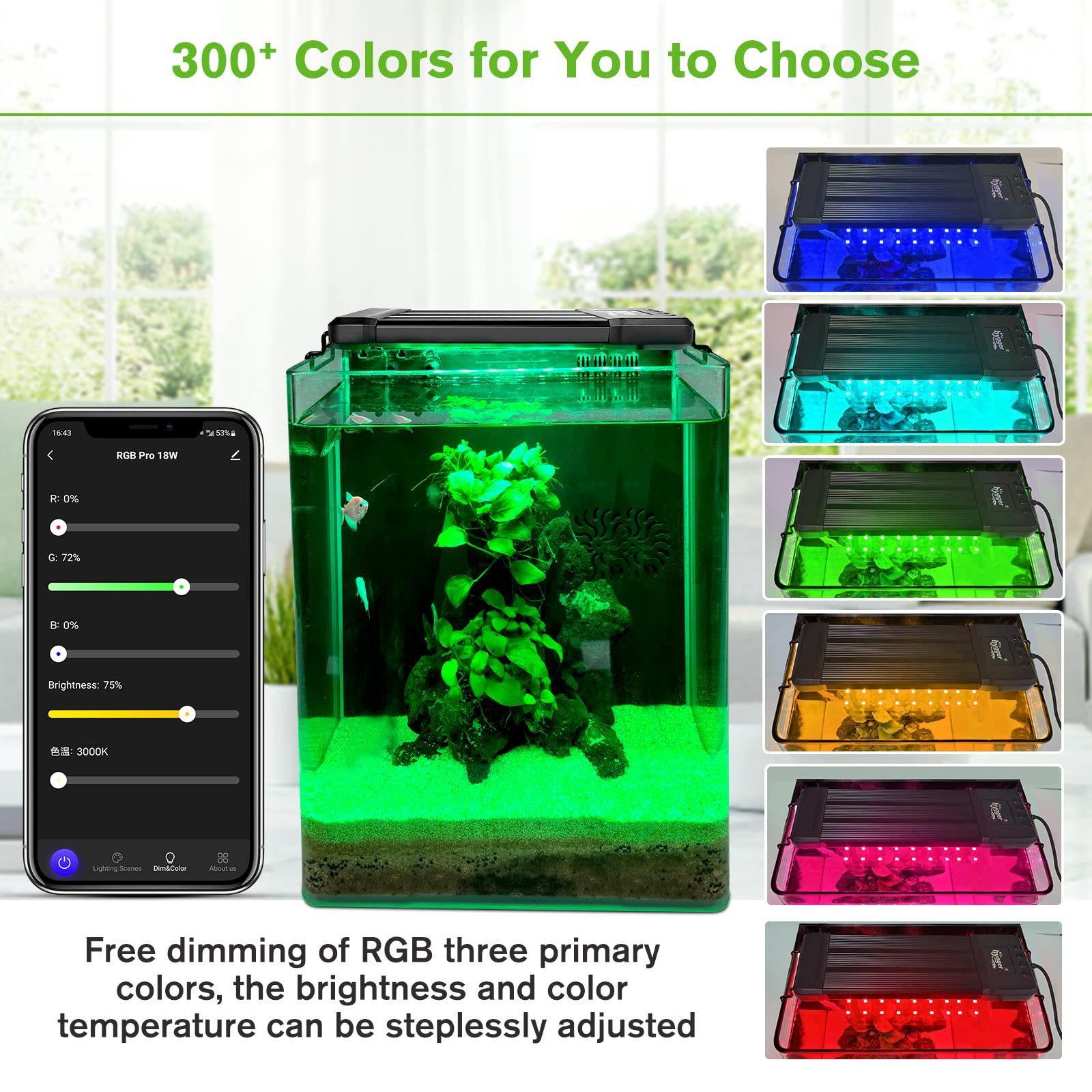 18-60W APP Control Smart Pro Aquarium Light fish tank intelligent freshwater aquarium clip light with 24/7 Lighting Cycle