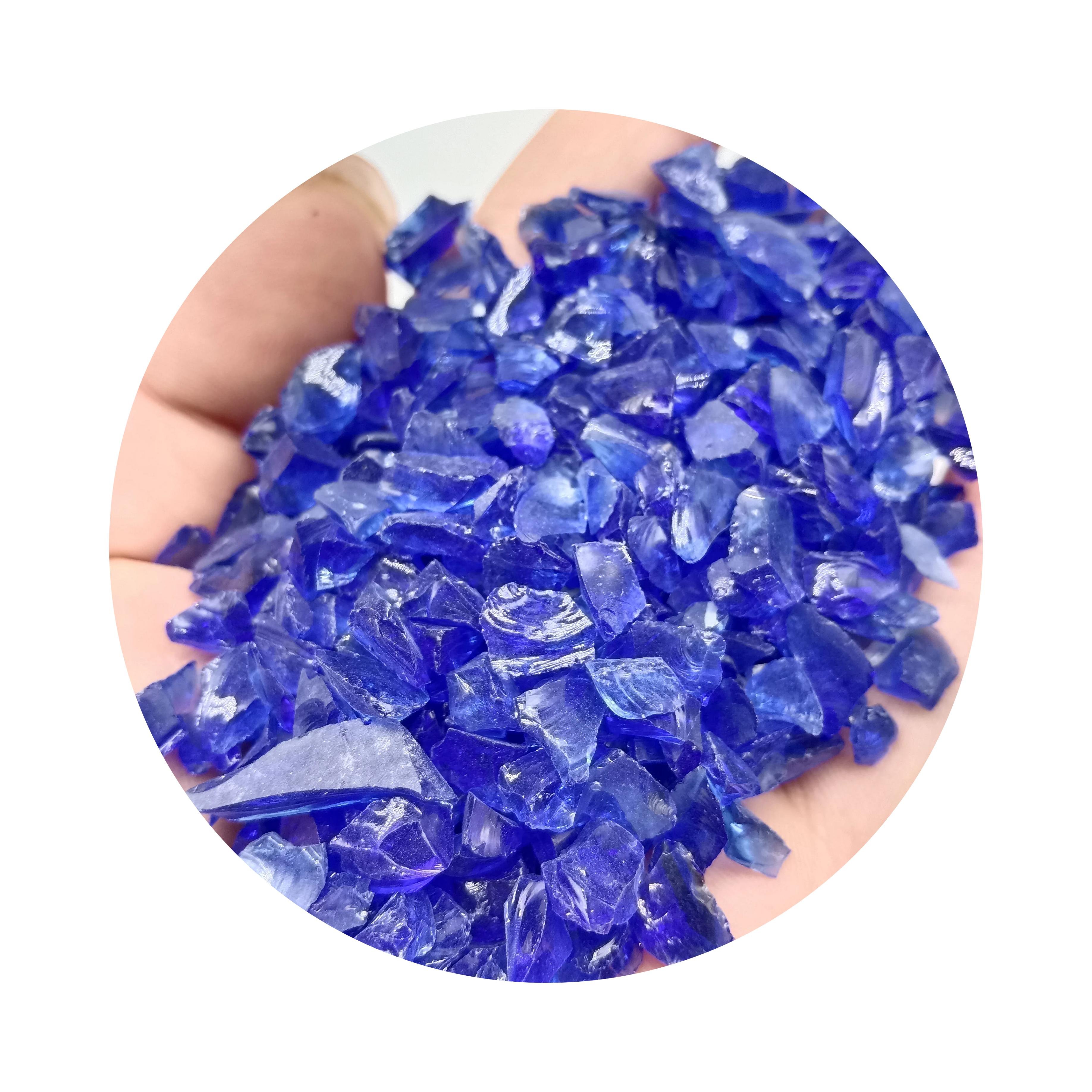 2024 Hot Sale Products Blue Glass sand Colorful Terrazzo Glass Broken Glass Sand