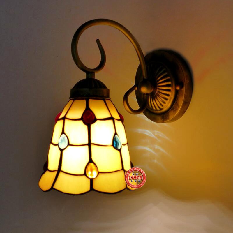 Tiffany Wall Sconce Stained Glass Sconces 1 Light Victorian Style Handmade Wall Light for Living Room Bedroom