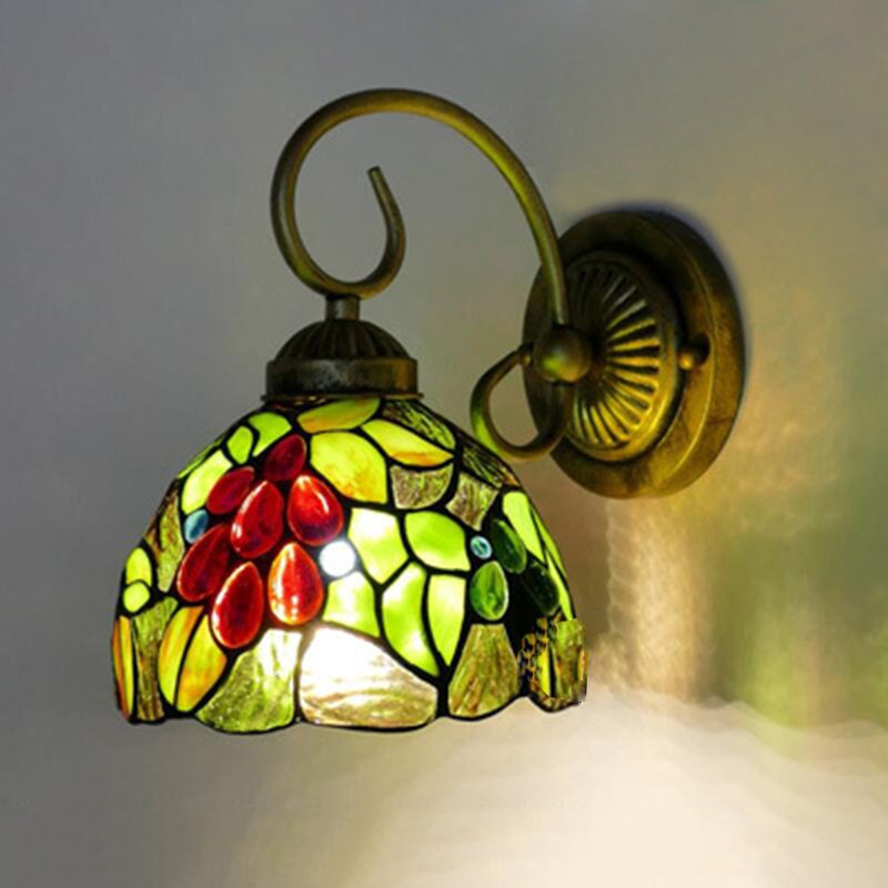 Tiffany Wall Sconce Stained Glass Sconces 1 Light Victorian Style Handmade Wall Light for Living Room Bedroom