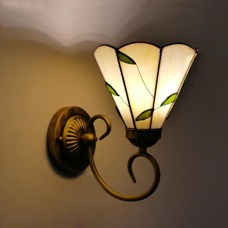 Tiffany Wall Sconce Stained Glass Sconces 1 Light Victorian Style Handmade Wall Light for Living Room Bedroom